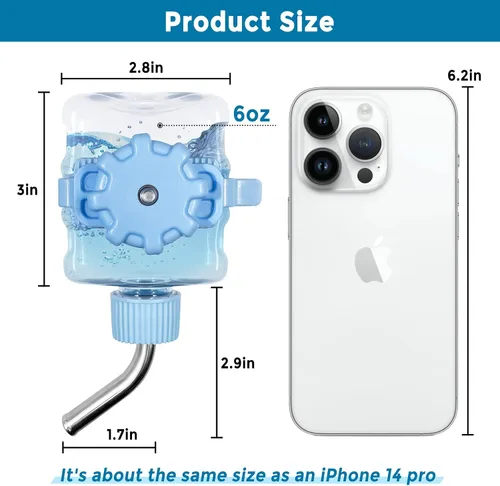 Miniatura 2 de Vannon Botellas de agua para animales pequeños de 6 onzas (6.0 fl oz), dispensador de agua transparente para conejos, cobayas, chinchillas, hurones