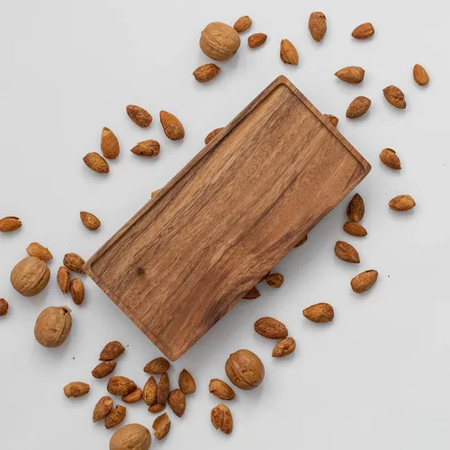 Miniatura 7 de Vandroop Bandeja de madera para servir, pequeñas bandejas decorativas para fiestas, aperitivos, té/café y queso, juego de 2 tablas de madera hechas