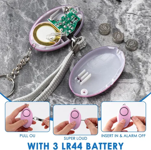 Miniatura 6 de Kanayu 4 unidades de alarma personal a granel de 130 dB con sonido seguro de emergencia, seguridad de autodefensa, llavero de alerta de seguridad