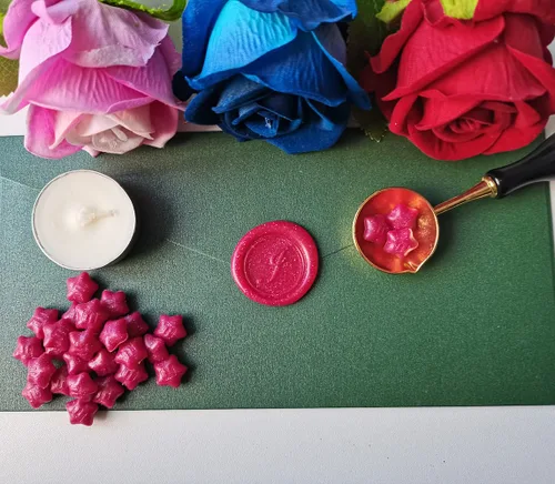 Miniatura 3 de 300 cuentas de cera de sellado de estrella de la suerte, cuentas de sello de cera flash PORXFLY para sello de sellado, ideal para invitaciones