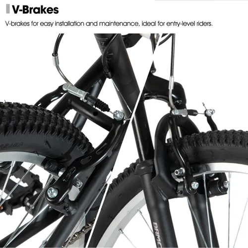 Miniatura 5 de Hiland Bicicleta de montaña de suspensión completa para hombre, 18 velocidades, rueda de 26 pulgadas, bicicleta de doble freno V para hombres
