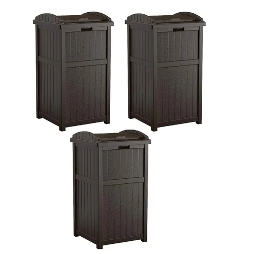 Miniatura 18 de Suncast Paquete de 4 contenedores de basura para exteriores con tapa con pestillo, capacidad de 33 galones Ciberespacio
