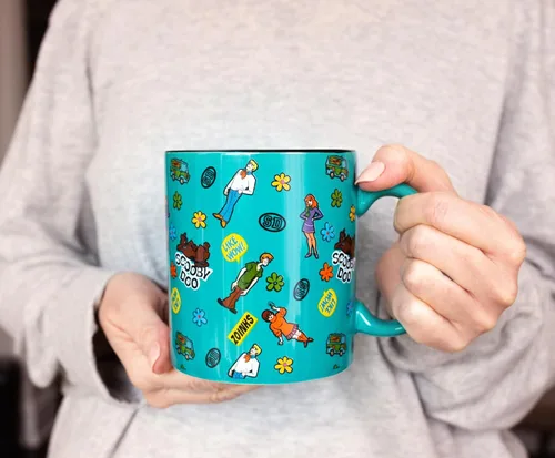 Miniatura 3 de Toynk Scooby-Doo - Taza de cerámica con patrón de calcomanías Taza de café grande para expreso, cafeína, bebidas, artículos esenciales