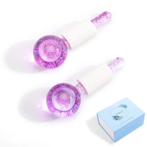 Miniatura 8 de Globos de hielo para cara, 2 globos faciales para herramienta de masaje, masajeador facial de piel fría, aprieta la piel, reduce la hinchazón