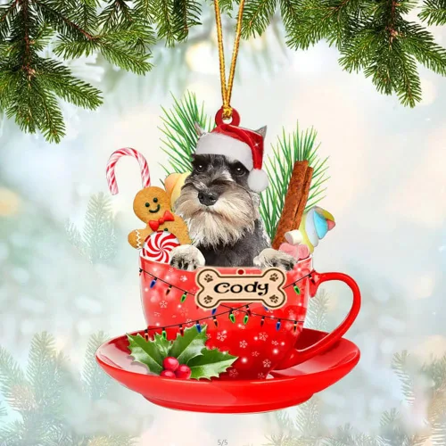 Miniatura 50 de NAZENTI Adorno personalizado de Alaskan Malamute en taza roja, adorno de Navidad personalizado para perros amantes de las mascotas, colgante