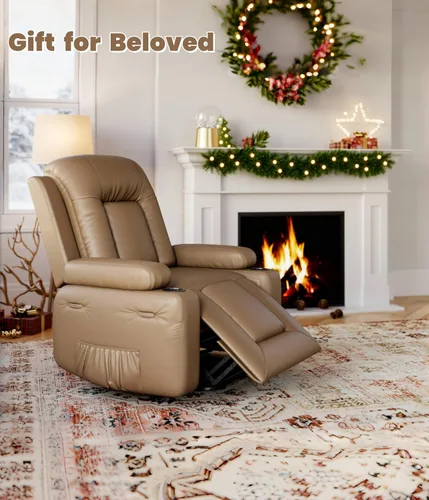 Miniatura 7 de GarveeHome Silla reclinable eléctrica con elevación eléctrica, calor y masaje, sillón reclinable eléctrico de poliuretano sintético para personas
