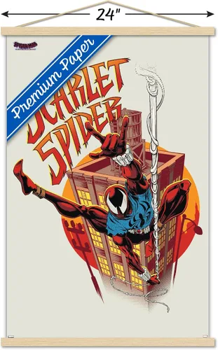 Miniatura 3 de Trends International Marvel Spider-Man: Across The Spider-Verse - Póster de pared de araña escarlata con marco magnético Juego de perchas de madera