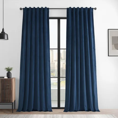 Miniatura 12 de HPD Half Price Drapes Cortinas Básicas de Terciopelo Deluxe para Oscurecer Habitaciones con Bolsillo para Varilla - Juego de 2 Paneles - Cortinas