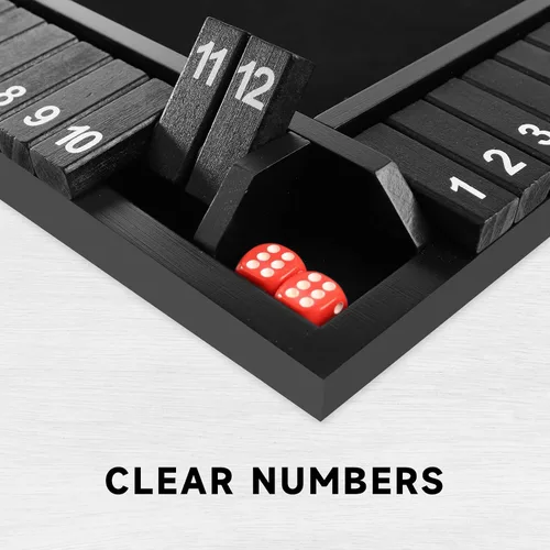 Miniatura 4 de GSE Games & Sports Expert Juego de mesa de madera para 1-4 jugadores con 8 dados. Juego de dados de 4 vías con 12 números para cerrar la caja, juego