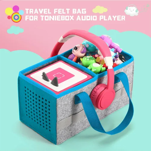 Miniatura 2 de Estuche de transporte Pisosn para juego de iniciación Toniebox y figuras Tonies, bolsa plegable de tela de fieltro para juguetes musicales de viaje