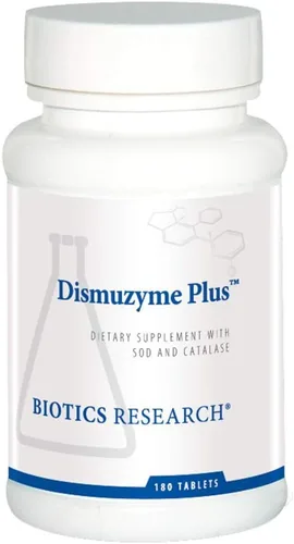 BIOTICS RESEARCH Dismuzyme Plus Alta actividad antioxidante, apoya el sistema inmunológico, comodidad y flexión articular, 180 tabletas