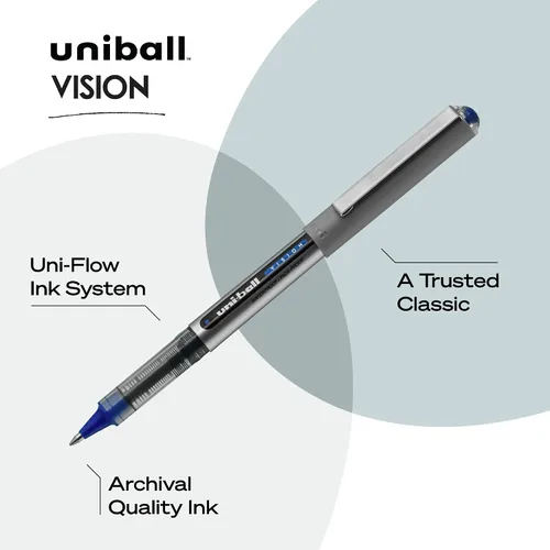 Miniatura 4 de uni-ball Uniball Vision - Bolígrafos de punta fina de 0.028 in, color azul, 12