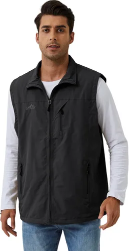 Miniatura 5 de Gihuo Chaleco de forro polar con forro de sherpa para hombre, chaleco de pesca de invierno para viajes