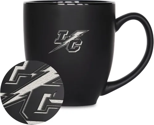 Miniatura 131 de Rico Industries - Taza de cerámica mate negra con grabado láser estándar de 15oz para NCAA (escuelas T & U) - Para bebidas calientes o frías