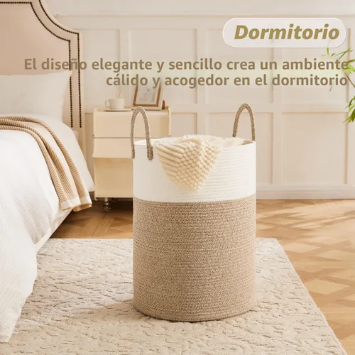 Miniatura 4 de Artfeel - Cesto para la ropa sucia de cuerda de algodón tejida, para guardar ropa sucia, juguetes y mantas en el baño, la habitación del bebé