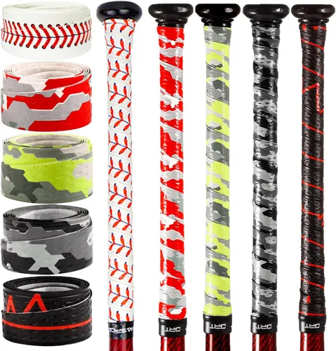 Miniatura 8 de insum 5 cintas de agarre para bate de béisbol, empuñaduras de bate de sóftbol de 0.043 in, colores sólidos, colores mezclados, paquete de 5