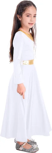 Miniatura 107 de CHICTRY Vestido de baile lírico sin mangas asimétrico para niñas, disfraz de adoración litúrgica contemporánea