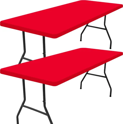 Miniatura 38 de Smiry - Mantel rectangular de vinilo con respaldo de franela elástica ajustada para mesas plegables de 2 pies, manteles impermeables y lavables
