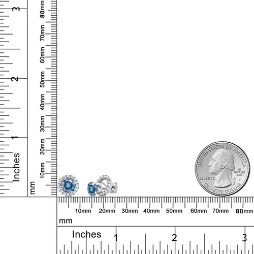 Miniatura 160 de Gem Stone King Aretes redondos de plata de ley 925 de 0.236 in con piedra natal extraíble para mujer