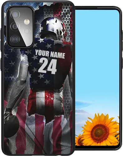 Miniatura 8 de Fundas de teléfono con número de nombre personalizado, diseño de bandera de Estados Unidos, para Galaxy A16/A15/A25/A14/A54/A53 Béisbol