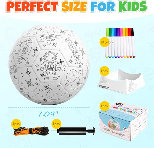 Miniatura 4 de Pinta tu propio balón de fútbol con marcadores, kits de manualidades para niños pequeños, regalos de fútbol para niños y niñas, tamaño 3, juguetes