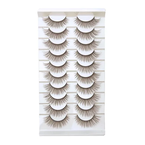 Miniatura 9 de Pestañas marrones, pestañas postizas de ojo de gato, pestañas postizas de visón esponjosas, dramáticas, de color marrón oscuro, pestañas postizas