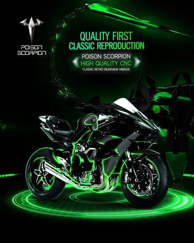 Miniatura 2 de POISON SCORPION Espejos de extremo de barra de motocicleta, espejo retrovisor de manillar de aluminio compatible con FJR1300 FZ8 MT03 MT09 VMAX YZF