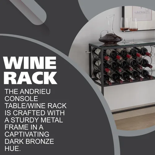 Miniatura 3 de Kings Brand Furniture - Mesa de sofá de consola con almacenamiento de estante para vinos, gabinete de bar de vinos con estante para vino y soporte