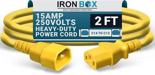 Miniatura 58 de IronBox Electric - Cable de Alimentación C14 a C13 de Servicio Pesado, 15A, 250V, Cable de Extensión para Computadora 14/3 AWG - Cables