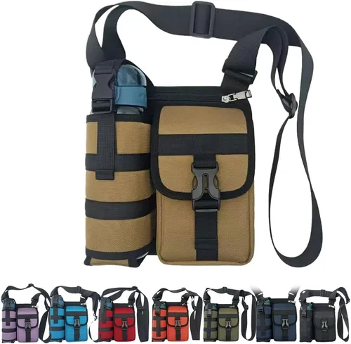 Miniatura 12 de Bolsas de hombro con soporte para botella de agua, bolsa cruzada para botella de agua, bolsa cruzada para deportes al aire libre, Azul, Bolsa