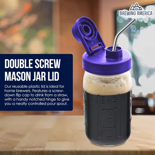 Miniatura 6 de Tapas para tarros Mason de boca ancha y filtro de 1 cuarto de galón para café frío, paquete de 4 tapas fabricadas en Estados Unidos sin fugas
