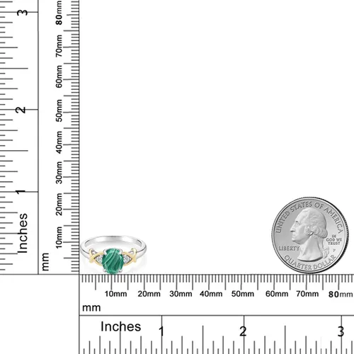 Miniatura 50 de Anillo de compromiso de oro amarillo de 10 quilates y plata 925 con piedra natal y diamantes cultivados en laboratorio para mujer, ovalado de 0.315