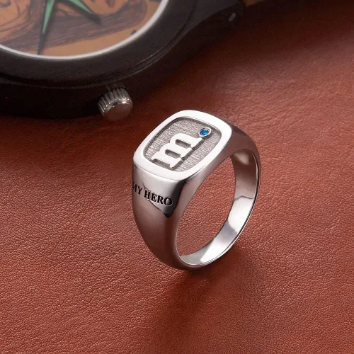 Miniatura 3 de Anillos de iniciales personalizados para hombres plata de ley 925 anillos de banda de identificación personalizados joyería del día del padre