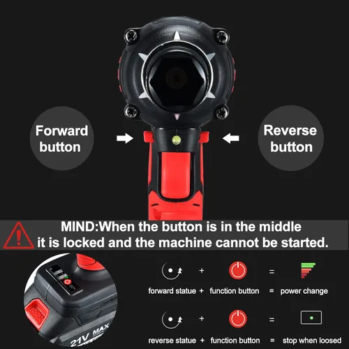 Miniatura 4 de AOBEN Llave de impacto inalámbrica de 21 V, potente motor sin escobillas con destornillador cuadrado de 1/2 pulgada, máximo 300 torque ft-lbs