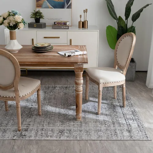 Miniatura 57 de Syalife 4x6 Alfombra Lavable para Área, Ultra Suave Antideslizante, Pila Baja, Alfombra Vintage Resistente a Manchas para Sala de Estar, Alfombra