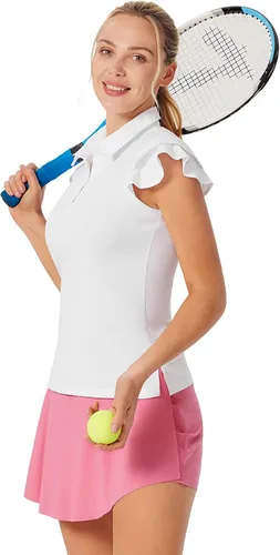 Miniatura 2 de JACK SMITH Polo de golf para mujer, con volantes, sin mangas, absorbe la humedad, camisetas deportivas ligeras