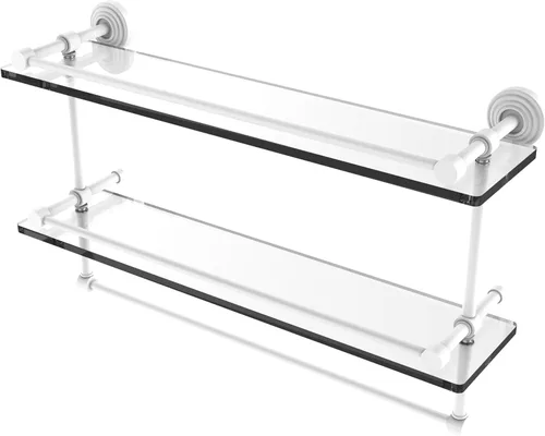 Miniatura 25 de Allied Brass WS-1TB/16-SN Estante de vidrio con toallero, 16 pulgadas x 5 pulgadas Níquel Satinado