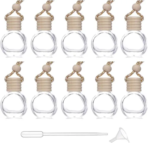 Botella difusora de aceite esencial de aromaterapia para automóvil, paquete de 10 botellas de ambientador para automóvil, botella de perfume vacía