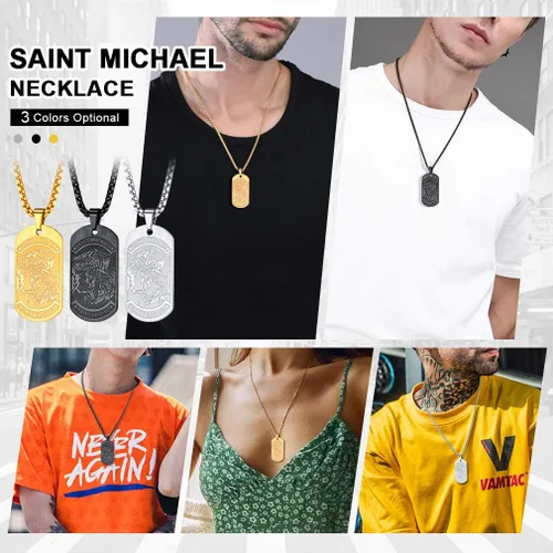 Miniatura 5 de FaithHeart - Collar de San Miguel, dije personalizado de protección del arcángel, para hombres y mujeres, acero inoxidablechapado en oro Medalla