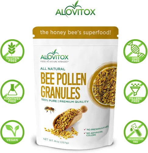 Miniatura 2 de Alovitox Gránulos de Polen de Abeja 8 Oz Polen de Abeja 100% Puro y Orgánico para Dragones Barbudos Superalimento Polen de Abeja Orgánico