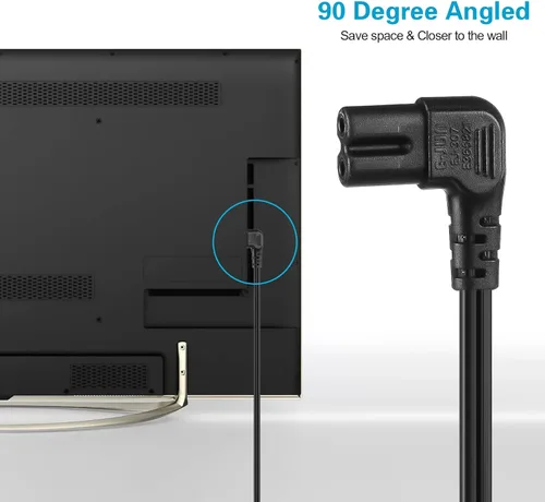 Miniatura 4 de Cable de alimentación de enchufe polarizado de 2 ranuras en ángulo SPT2 18 AWG - NEMA 1-15P a IEC320 C7 Figura 8 Conector de escopeta, cable