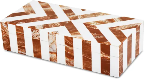 Miniatura 15 de Handicrafts Home Organizador para joyas y caja de almacenamiento, cajas decorativas para mujer y chicas, para envoltura, estampado de cheurón blanco