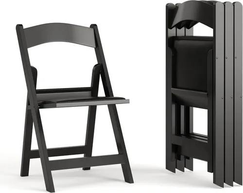 Miniatura 24 de Flash Furniture Hercules Tucker - Silla plegable de resina negra comercial, ligera, asiento extraíble acolchado de vinilo, para uso en interiores