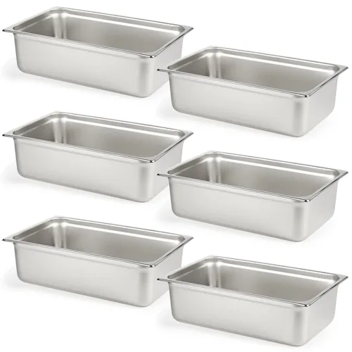 Miniatura 14 de CURTA Paquete de 6 sartenes antiatascos para hotel, tamaño 1/6 de 6 pulgadas de profundidad, bandeja comercial NSF de acero inoxidable 18/8