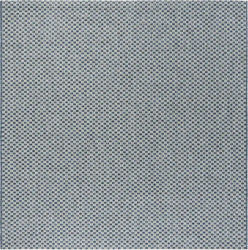 Miniatura 38 de SAFAVIEH Alfombra lavable al aire libre Courtyard Collection - 6'7" x 9'6", azul claro y gris claro, no desprende pelusa y fácil limpieza, ideal