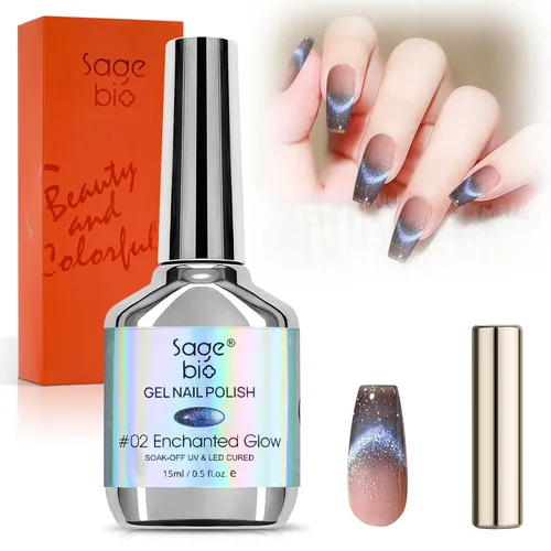 Miniatura 24 de Esmalte de uñas de gel de ojo de gato con barra magnética, 15ml de esmalte de uñas holográfico con purpurina, efecto magnético para manicura DIY