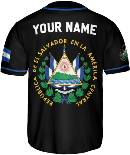 Miniatura 3 de MonkeyVan Camiseta de béisbol de El Salvador personalizada con nombre personalizado con la bandera salvadoreña salvadoreña, orgullo salvadoreño