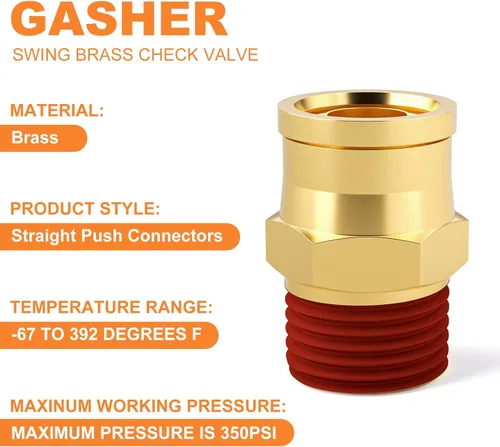 Miniatura 3 de GASHER 5 piezas de latón DOT Push to Connect Fittings, 1/2" NPT x 1/2" OD recto tubo de empuje de aire accesorios de línea de freno de aire