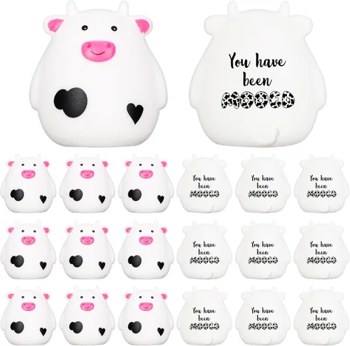 Cholemy Juego de 25 mini vacas de goma Moo Cows regalo de auto de graduación a granel You Have Been Mooed divertido para figuras de juego,