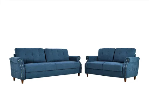 Miniatura 9 de Container Furniture Direct Tapizado ultra moderno con botones capitoné en la parte trasera con brazos enrollados para sala de estar, galleta